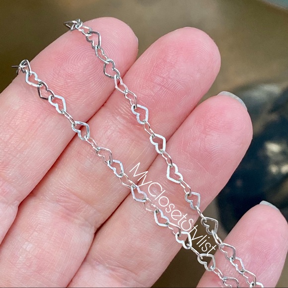 Love HEARTS Sterling Silver Anklet ITALY New 925 Bracelet! - Picture 7 of 9